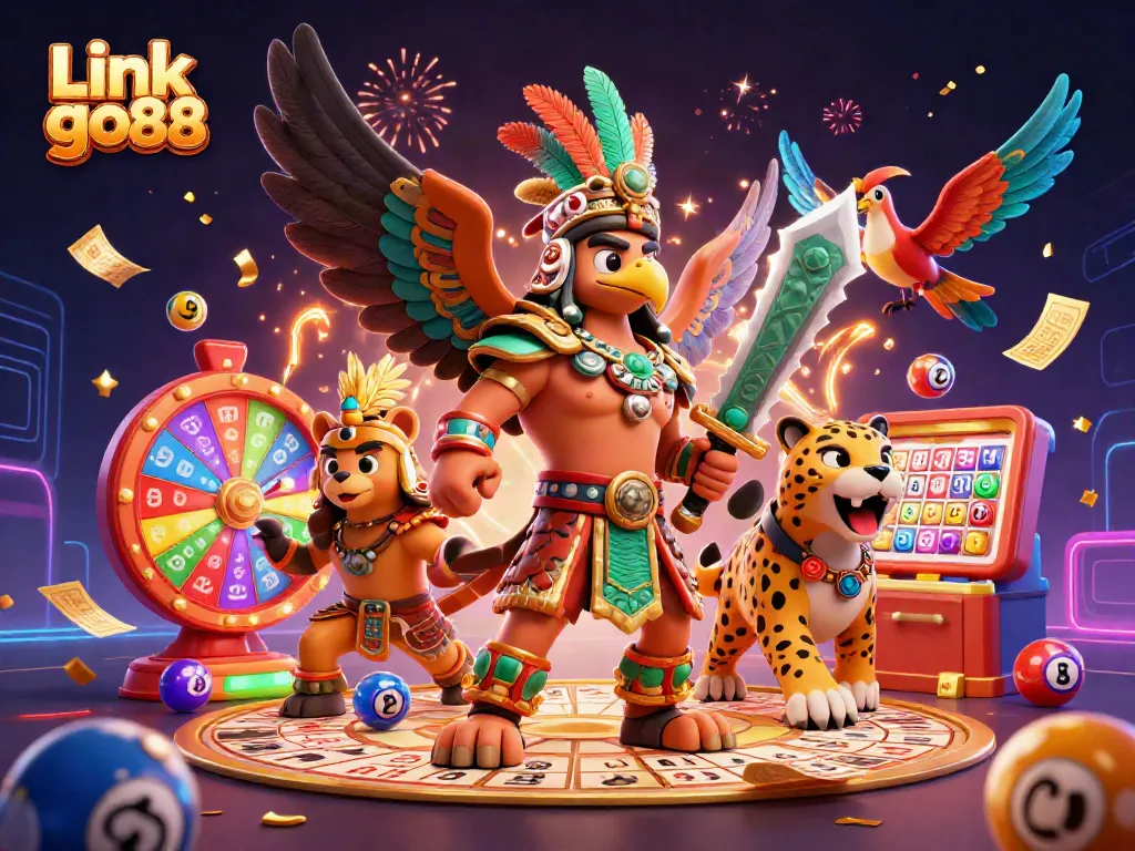 Participate in exciting games at Link go88 with vibrant lottery visuals and action-packed elements.