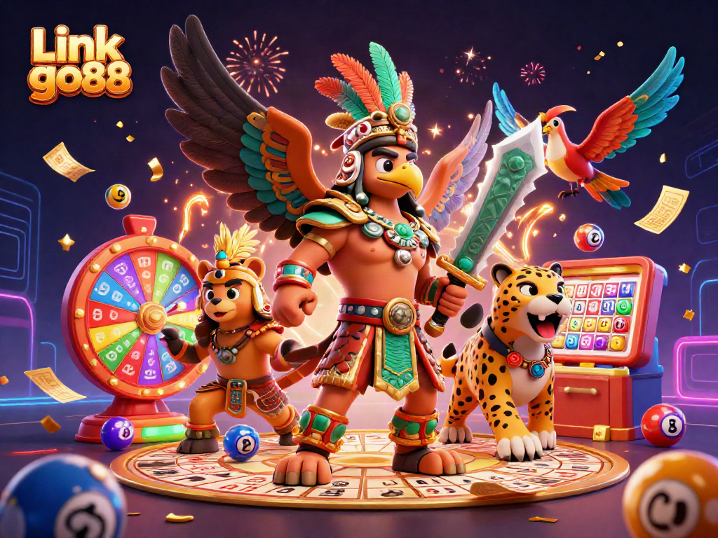 Participate in exciting games at Link go88 with vibrant lottery visuals and action-packed elements.