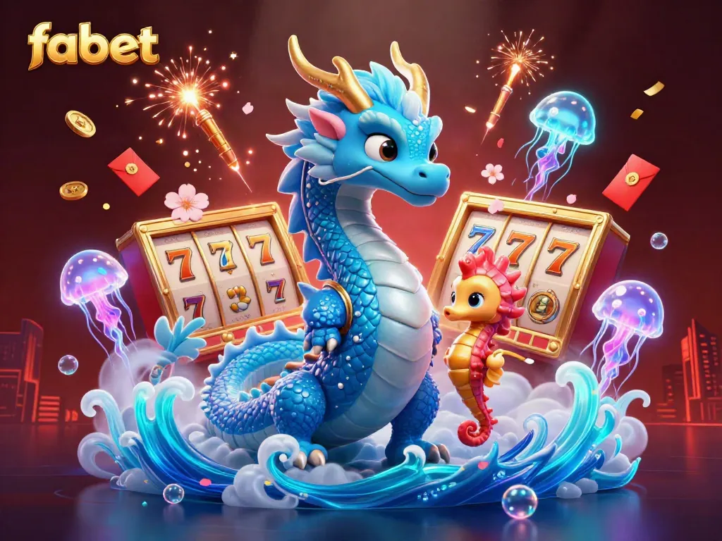 Experience thrilling gameplay at fabet with a vibrant underwater casino scene featuring a majestic dragon, seahorse knight, and glowing jellyfish.