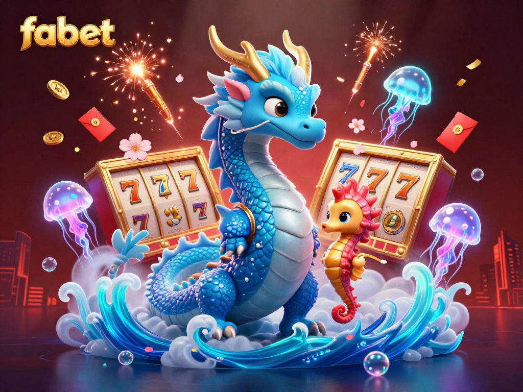 Experience thrilling gameplay at fabet with a vibrant underwater casino scene featuring a majestic dragon, seahorse knight, and glowing jellyfish.