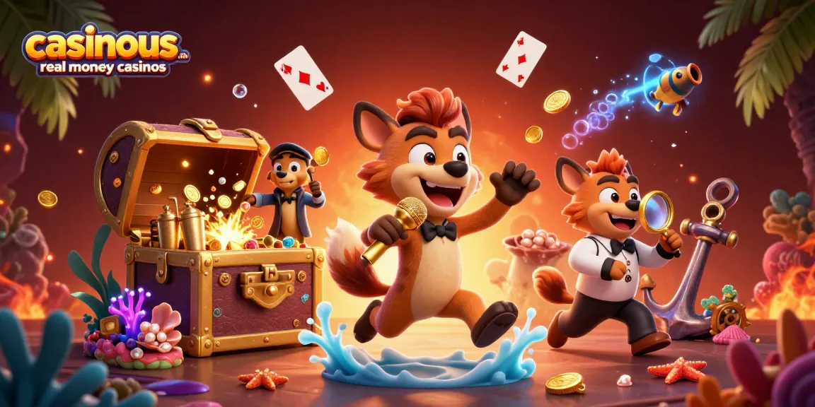 Experience exciting gameplay with casinous.com real money casinos at this vibrant underwater comedy club scene.